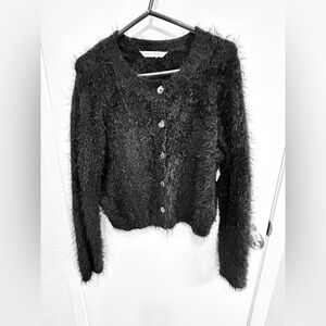 Chic Goth Black Fuzzy Sweater by Bianca Nygard